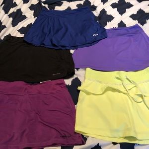 Lot of 5 tennis/running skirts